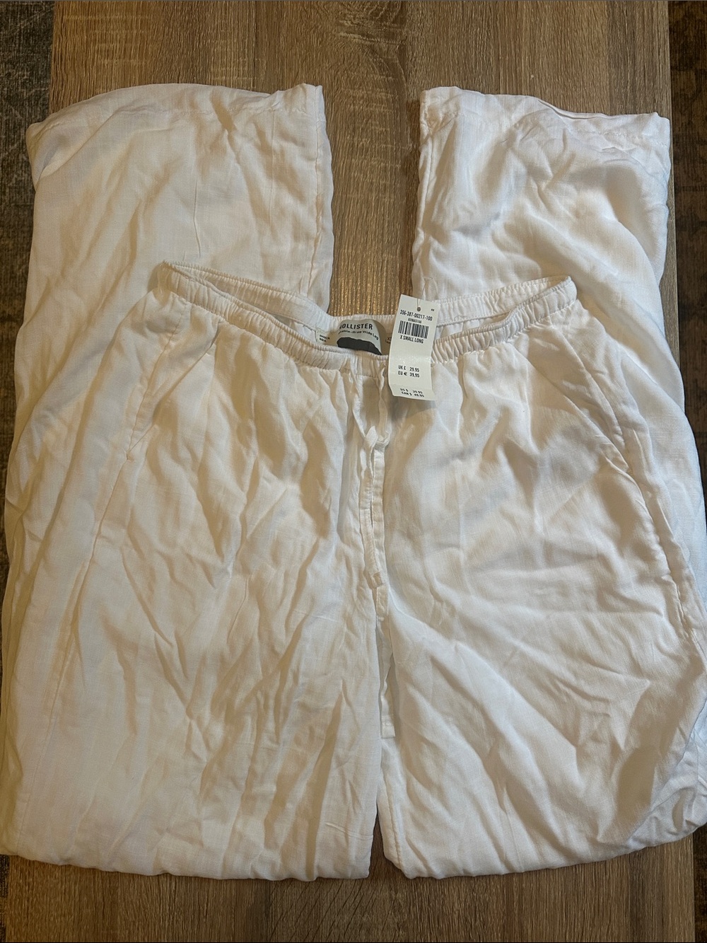 Hollister White Wide-Leg Linen Pants